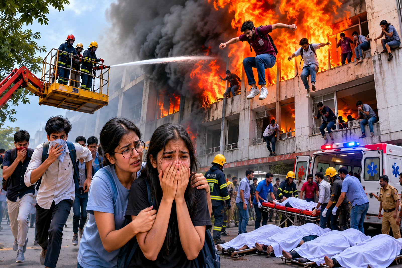 Lucknow Coaching Centre Fire Tragedy: 15 Dead as Students Leap from Building to Escape Flames